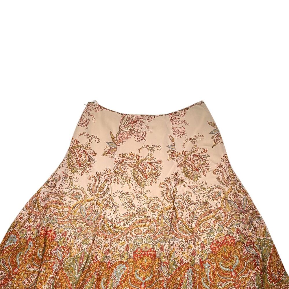 Lauren Ralph Lauren Silk Midi Skirt Womens 12 Paisley Floral Chiffon Lined - Picture 8 of 9